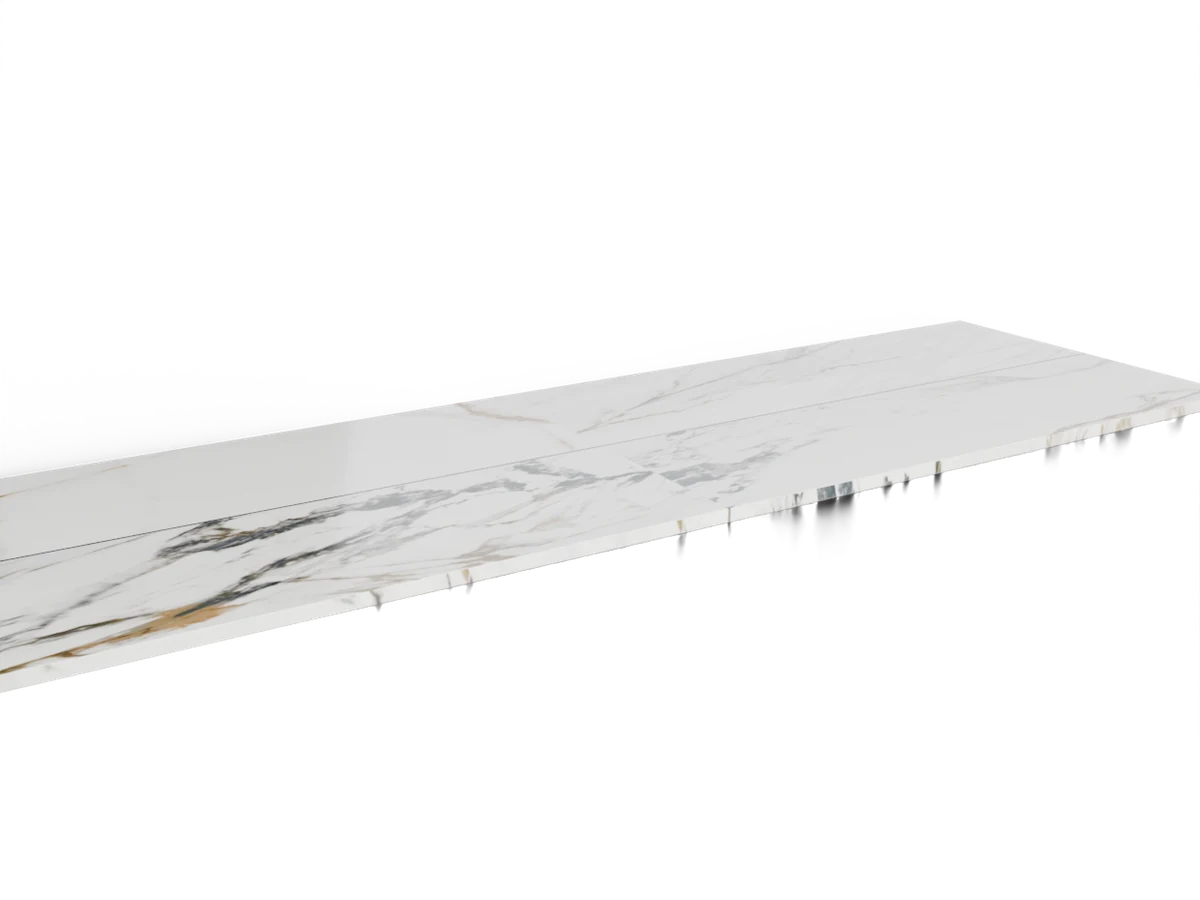 Plan d'îlot rectangulaire en quartz Calacatta Zeus, épaisseur 3 cm